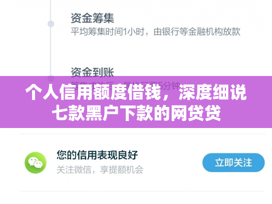 个人信用额度借钱，深度细说七款黑户下款的网贷贷