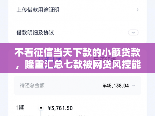 不看征信当天下款的小额贷款，隆重汇总七款被网贷风控能下款的口子