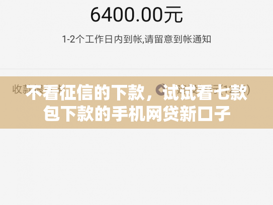 不看征信的下款，试试看七款包下款的手机网贷新口子