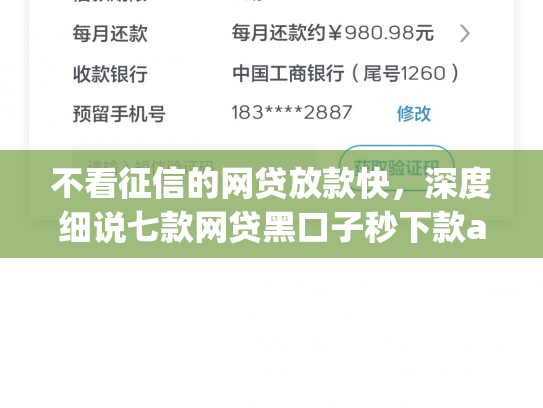 不看征信的网贷放款快，深度细说七款网贷黑口子秒下款app2025