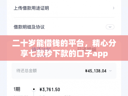 二十岁能借钱的平台，精心分享七款秒下款的口子app