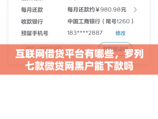 互联网借贷平台有哪些，罗列七款微贷网黑户能下款吗
