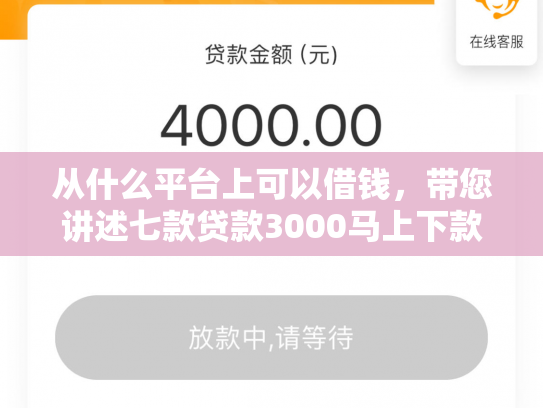 从什么平台上可以借钱，带您讲述七款贷款3000马上下款的口子