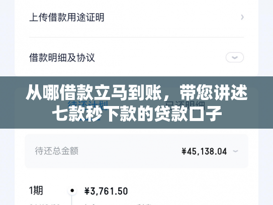 从哪借款立马到账，带您讲述七款秒下款的贷款口子