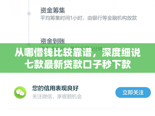 从哪借钱比较靠谱，深度细说七款最新贷款口子秒下款