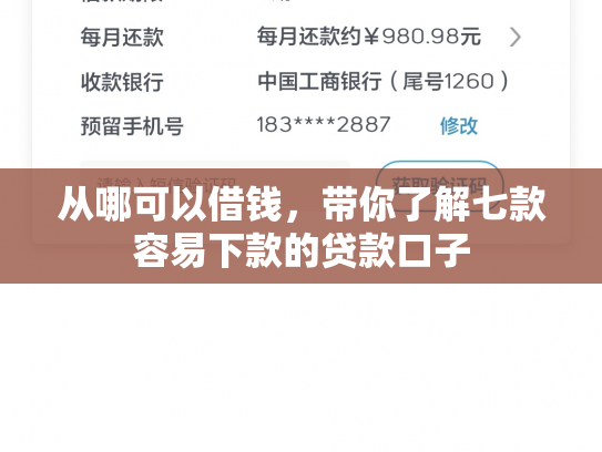 从哪可以借钱，带你了解七款容易下款的贷款口子