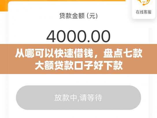从哪可以快速借钱，盘点七款大额贷款口子好下款