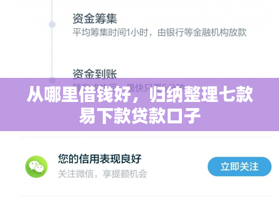 从哪里借钱好，归纳整理七款易下款贷款口子