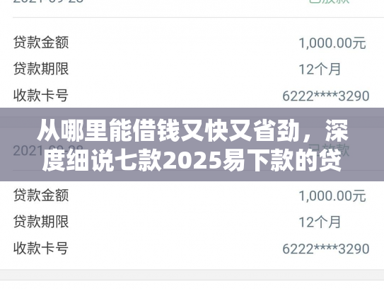从哪里能借钱又快又省劲，深度细说七款2025易下款的贷款口子