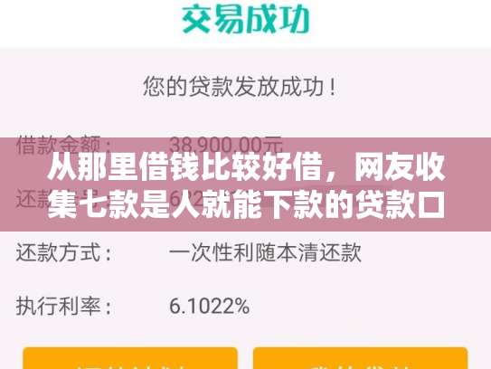 从那里借钱比较好借，网友收集七款是人就能下款的贷款口子