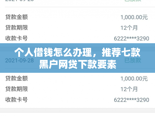 个人借钱怎么办理，推荐七款黑户网贷下款要素