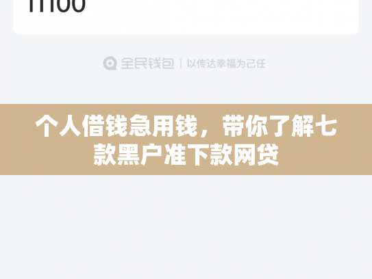 个人借钱急用钱，带你了解七款黑户准下款网贷