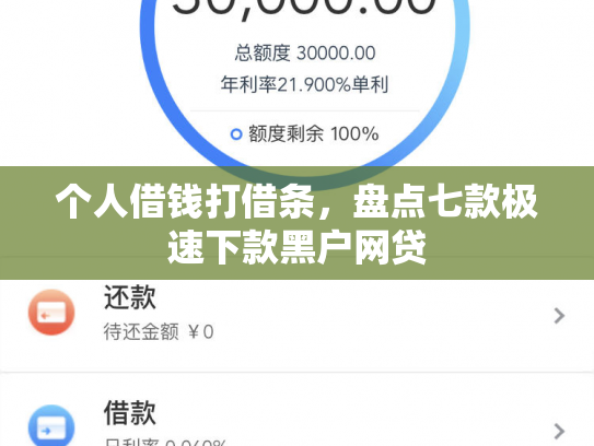 个人借钱打借条，盘点七款极速下款黑户网贷