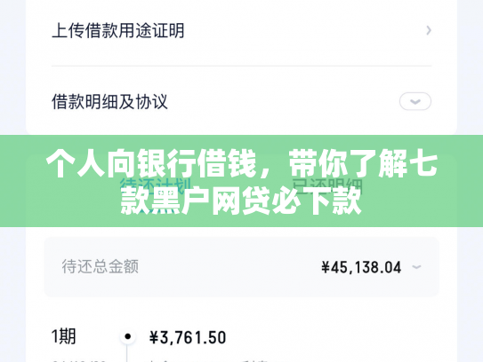 个人向银行借钱，带你了解七款黑户网贷必下款
