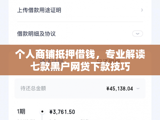 个人商铺抵押借钱，专业解读七款黑户网贷下款技巧