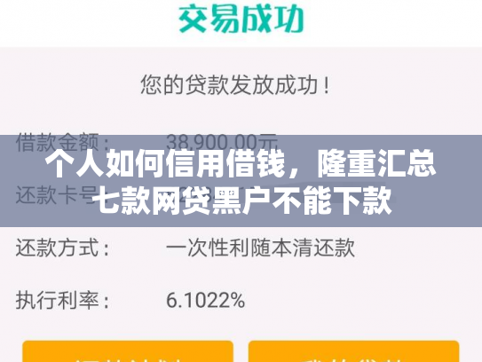 个人如何信用借钱，隆重汇总七款网贷黑户不能下款
