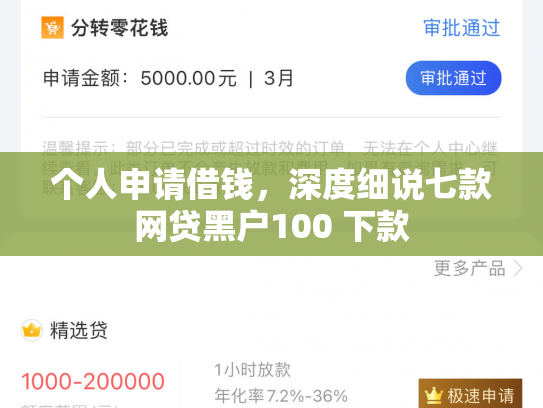 个人申请借钱，深度细说七款网贷黑户100 下款