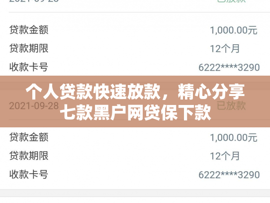 个人贷款快速放款，精心分享七款黑户网贷保下款