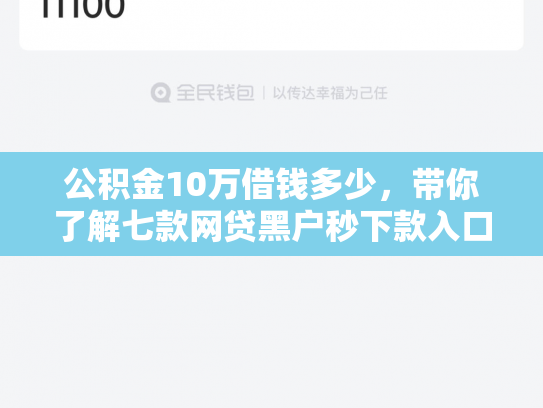 公积金10万借钱多少，带你了解七款网贷黑户秒下款入口