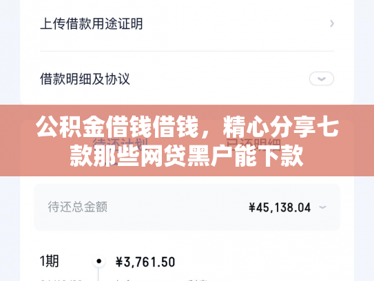 公积金借钱借钱，精心分享七款那些网贷黑户能下款