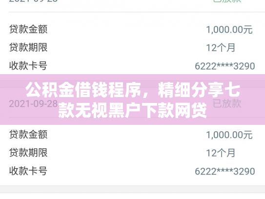 公积金借钱程序，精细分享七款无视黑户下款网贷
