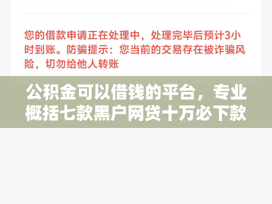 公积金可以借钱的平台，专业概括七款黑户网贷十万必下款