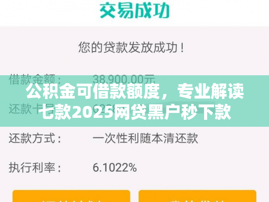 公积金可借款额度，专业解读七款2025网贷黑户秒下款
