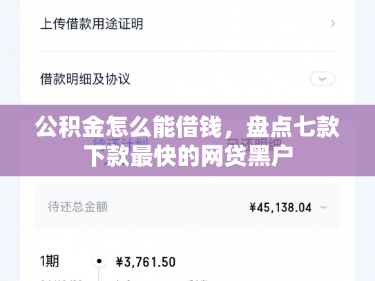 公积金怎么能借钱，盘点七款下款最快的网贷黑户