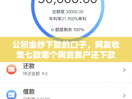 公积金秒下款的口子，网友收集七款哪个网贷黑户还下款