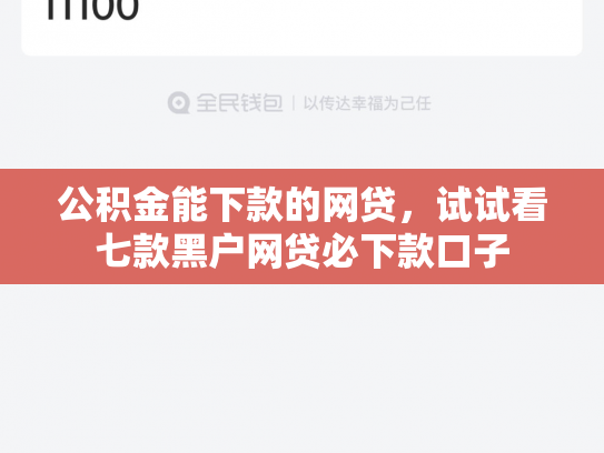 公积金能下款的网贷，试试看七款黑户网贷必下款口子