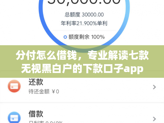 分付怎么借钱，专业解读七款无视黑白户的下款口子app