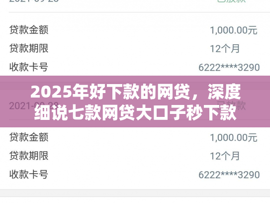 2025年好下款的网贷，深度细说七款网贷大口子秒下款