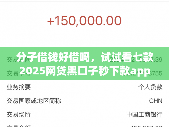 分子借钱好借吗，试试看七款2025网贷黑口子秒下款app
