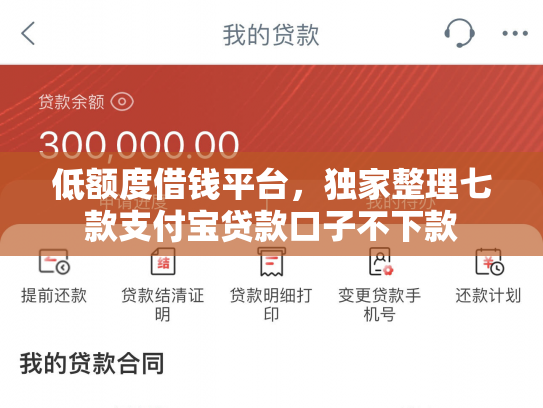 低额度借钱平台，独家整理七款支付宝贷款口子不下款