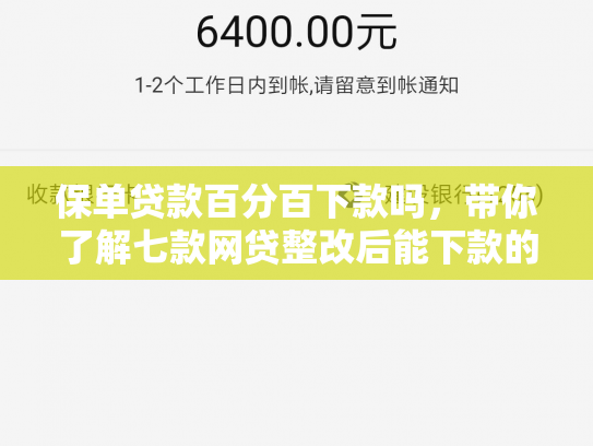 保单贷款百分百下款吗，带你了解七款网贷整改后能下款的口子