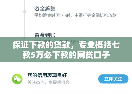 保证下款的贷款，专业概括七款5万必下款的网贷口子