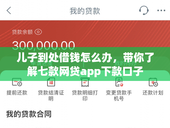 儿子到处借钱怎么办，带你了解七款网贷app下款口子