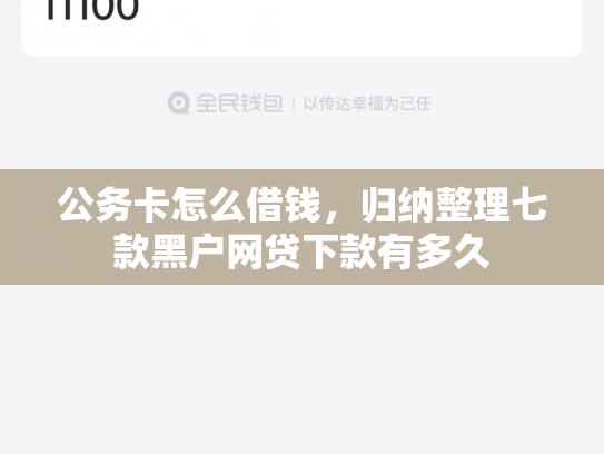 公务卡怎么借钱，归纳整理七款黑户网贷下款有多久
