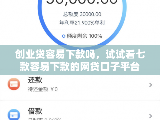 创业贷容易下款吗，试试看七款容易下款的网贷口子平台