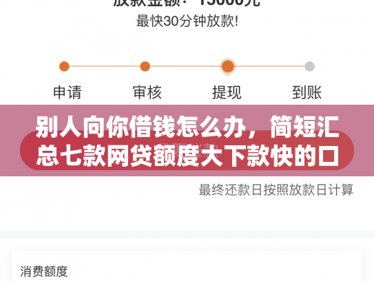 别人向你借钱怎么办，简短汇总七款网贷额度大下款快的口子
