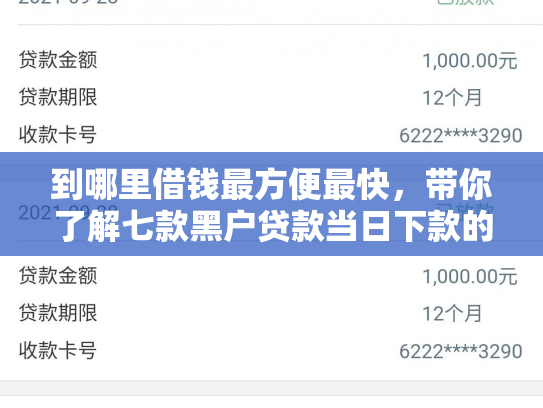 到哪里借钱最方便最快，带你了解七款黑户贷款当日下款的口子
