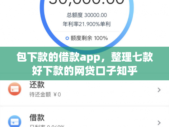 包下款的借款app，整理七款好下款的网贷口子知乎
