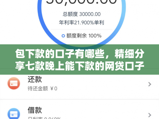 包下款的口子有哪些，精细分享七款晚上能下款的网贷口子2025