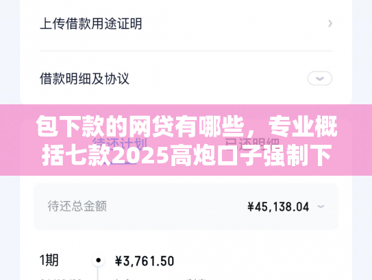 包下款的网贷有哪些，专业概括七款2025高炮口子强制下款网贷