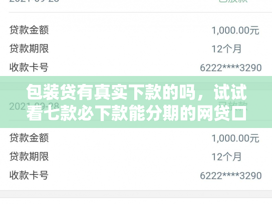 包装贷有真实下款的吗，试试看七款必下款能分期的网贷口子