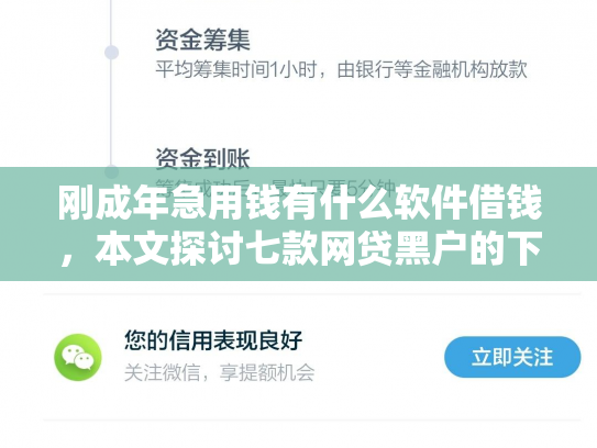 刚成年急用钱有什么软件借钱，本文探讨七款网贷黑户的下款口子