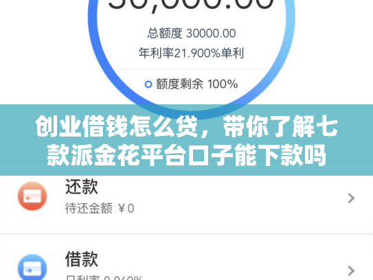 创业借钱怎么贷，带你了解七款派金花平台口子能下款吗
