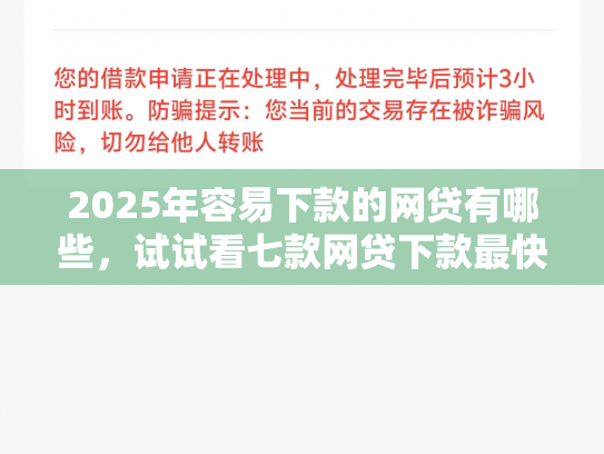 2025年容易下款的网贷有哪些，试试看七款网贷下款最快的口子？