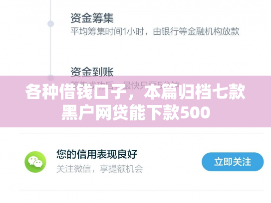 各种借钱口子，本篇归档七款黑户网贷能下款500