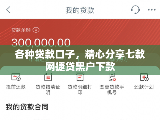 各种贷款口子，精心分享七款网捷贷黑户下款